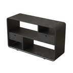 Narrow Rectangle Wooden Open Storage Black Display Shelf