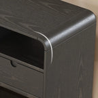 Narrow Rectangle Wooden Open Storage Black Display Shelf