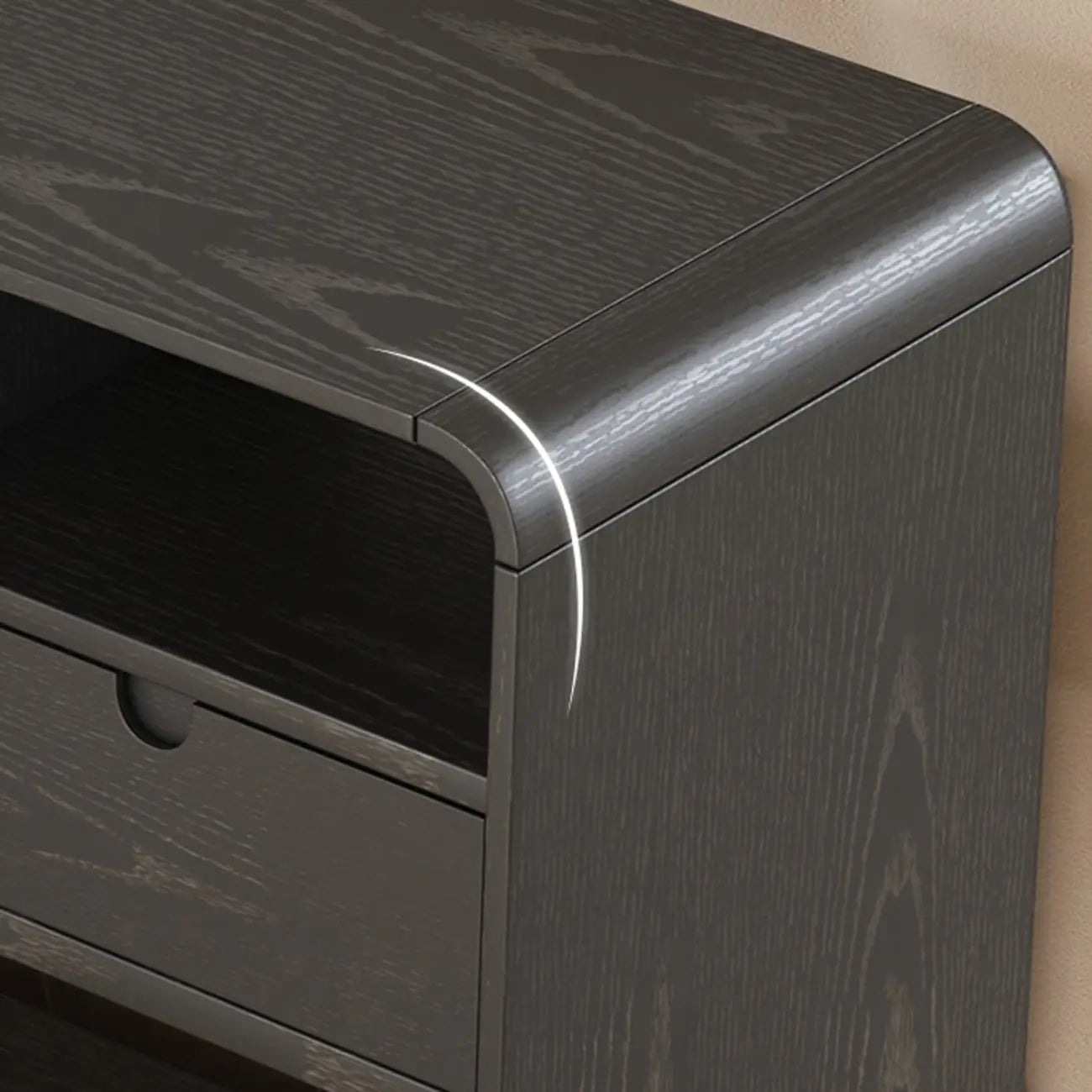 Narrow Rectangle Wooden Open Storage Black Display Shelf