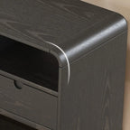 Narrow Rectangle Wooden Open Storage Black Display Shelf