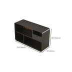 Narrow Rectangle Wooden Open Storage Black Display Shelf
