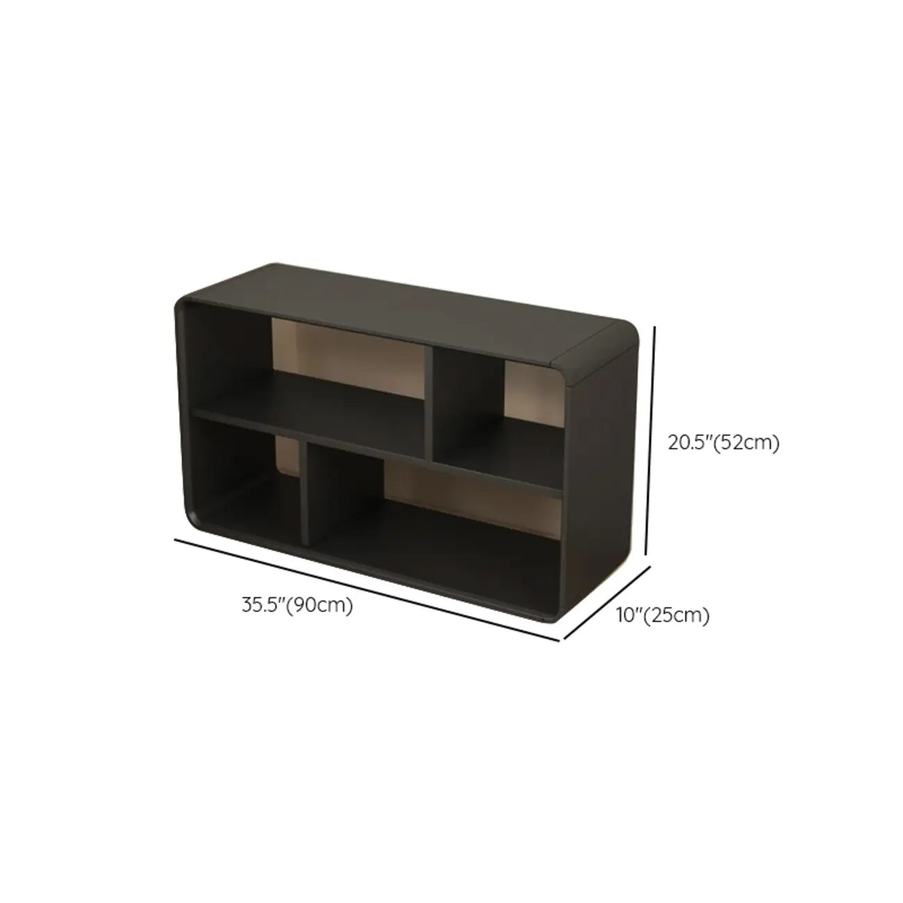 Narrow Rectangle Wooden Open Storage Black Display Shelf
