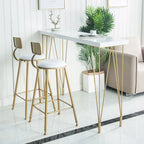 Sleek Counter Height Bar Table Wood Top Gold Base for Dining