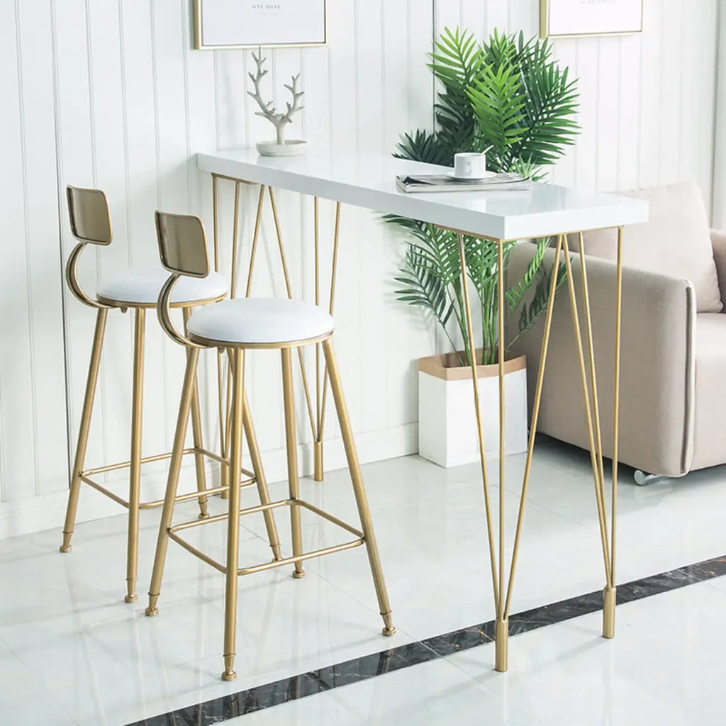 Sleek Counter Height Bar Table Wood Top Gold Base for Dining