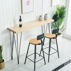 Sleek Counter Height Bar Table Wood Top Gold Base for Dining