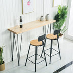 Sleek Counter Height Bar Table Wood Top Gold Base for Dining