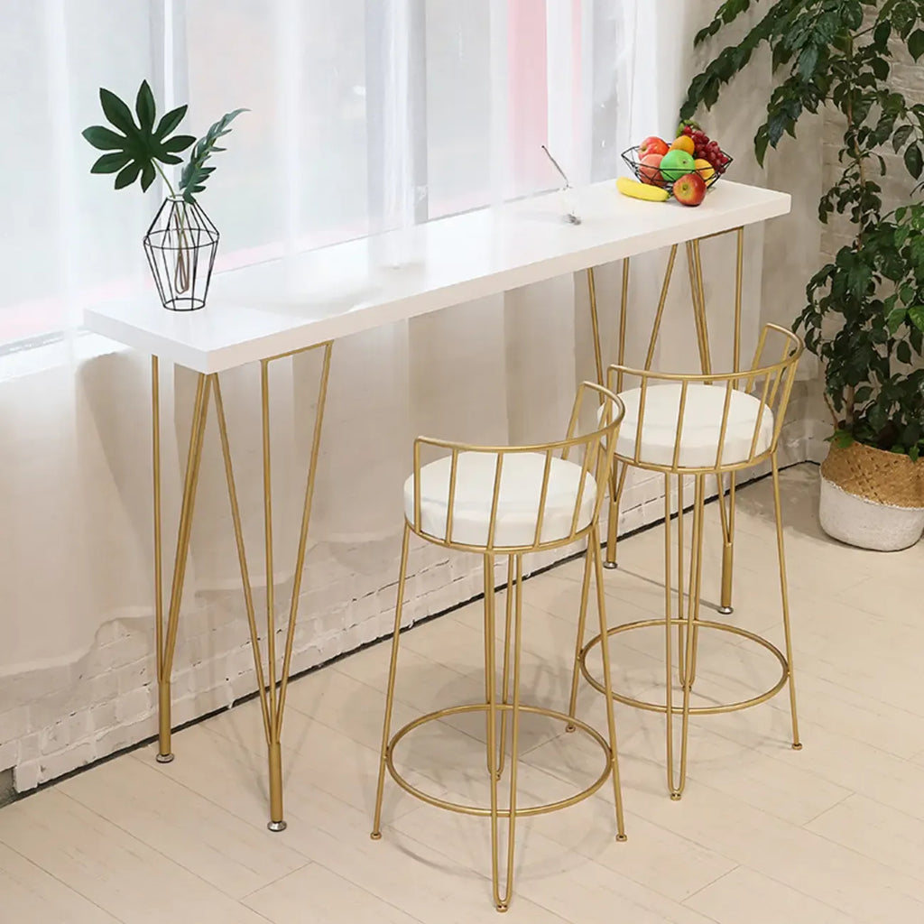 Sleek Counter Height Bar Table Wood Top Gold Base for Dining