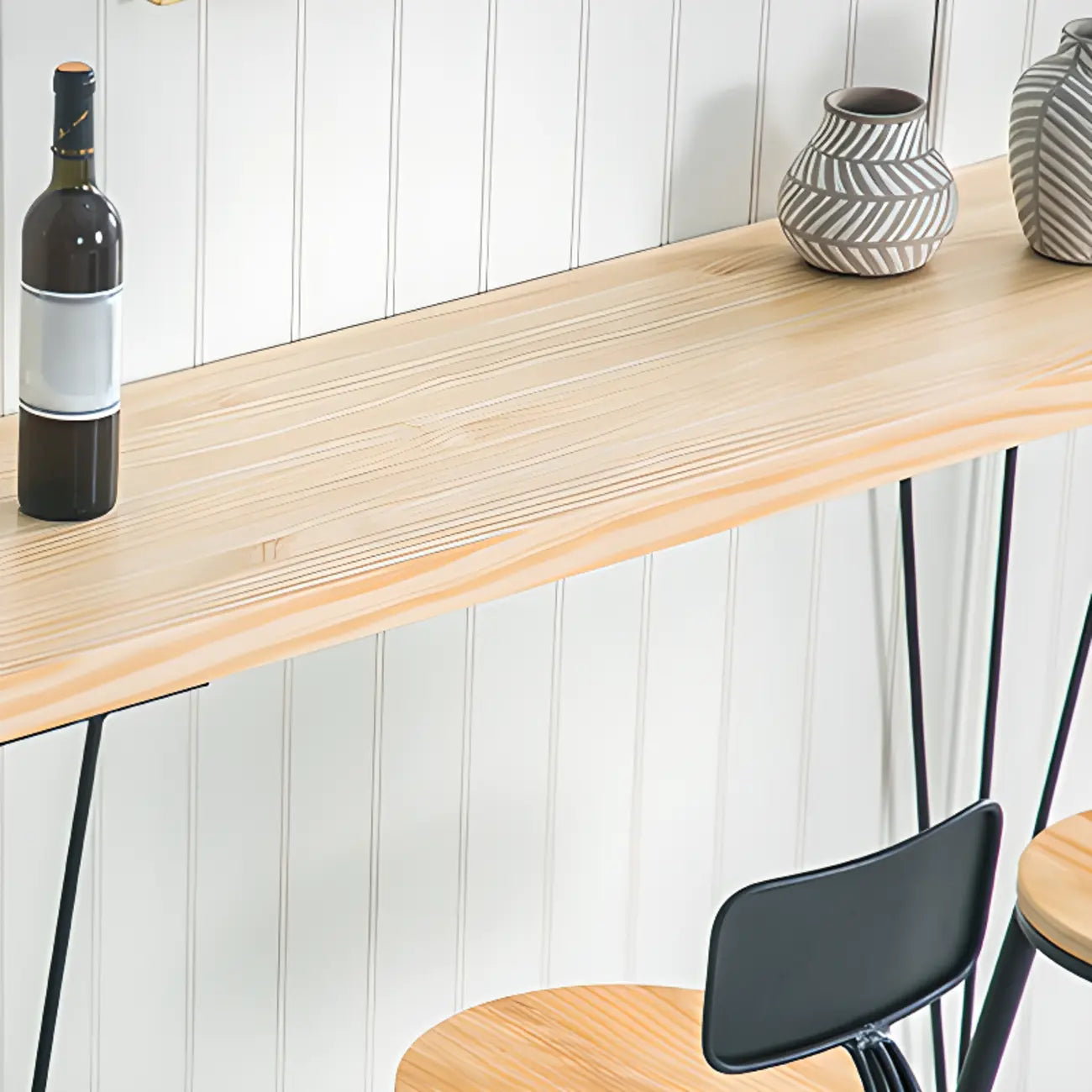 Sleek Counter Height Bar Table Wood Top Gold Base for Dining