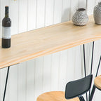 Sleek Counter Height Bar Table Wood Top Gold Base for Dining