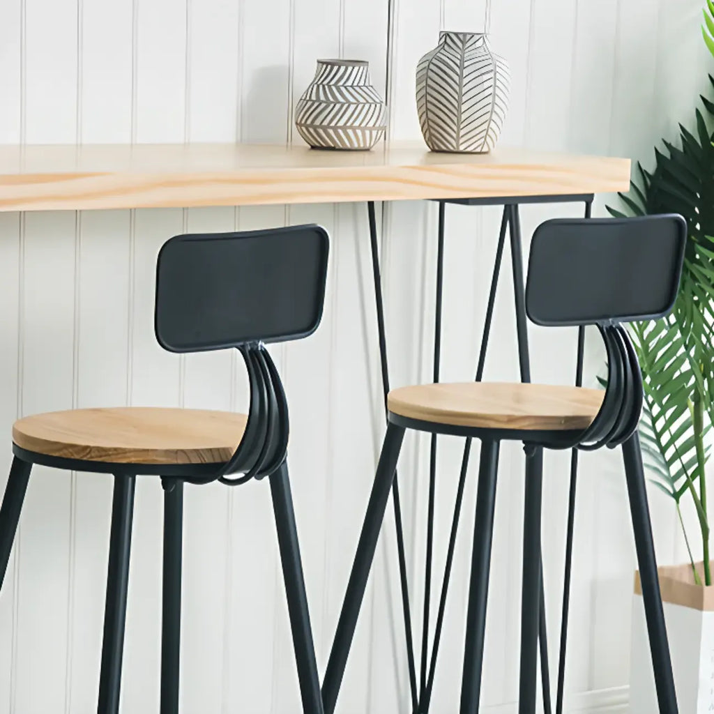 Sleek Counter Height Bar Table Wood Top Gold Base for Dining