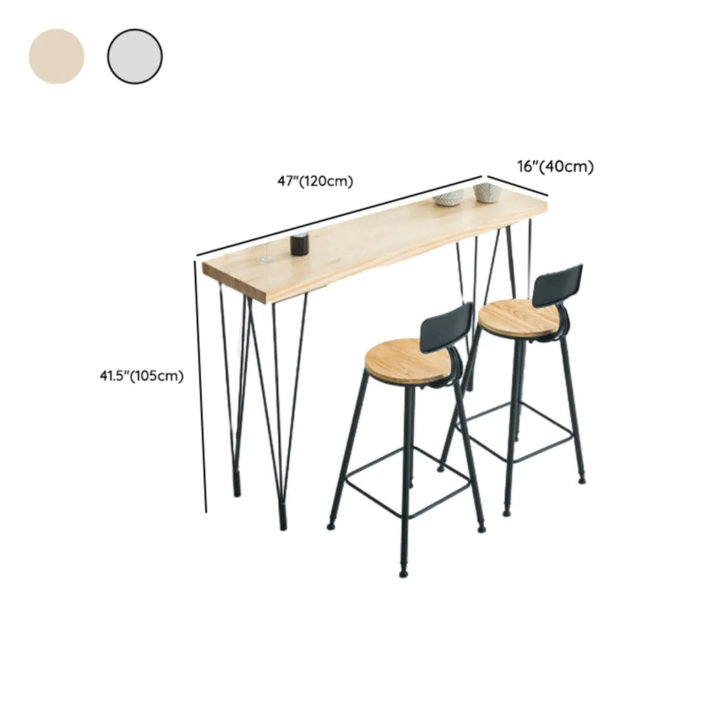 Sleek Counter Height Bar Table Wood Top Gold Base for Dining