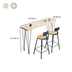 Sleek Counter Height Bar Table Wood Top Gold Base for Dining