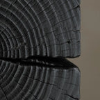 Modern Black Pine Wooden Square Stump End Table