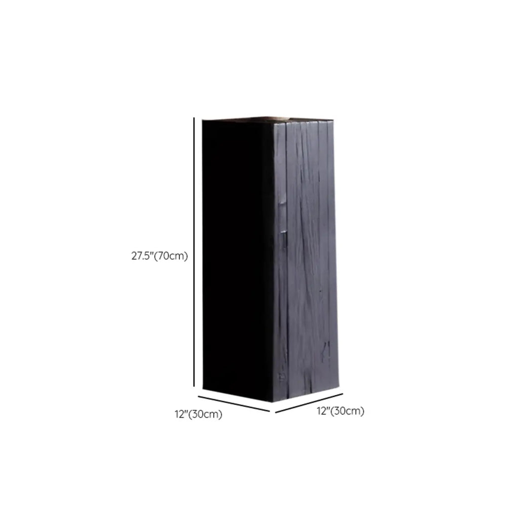 Modern Black Pine Wooden Square Stump End Table