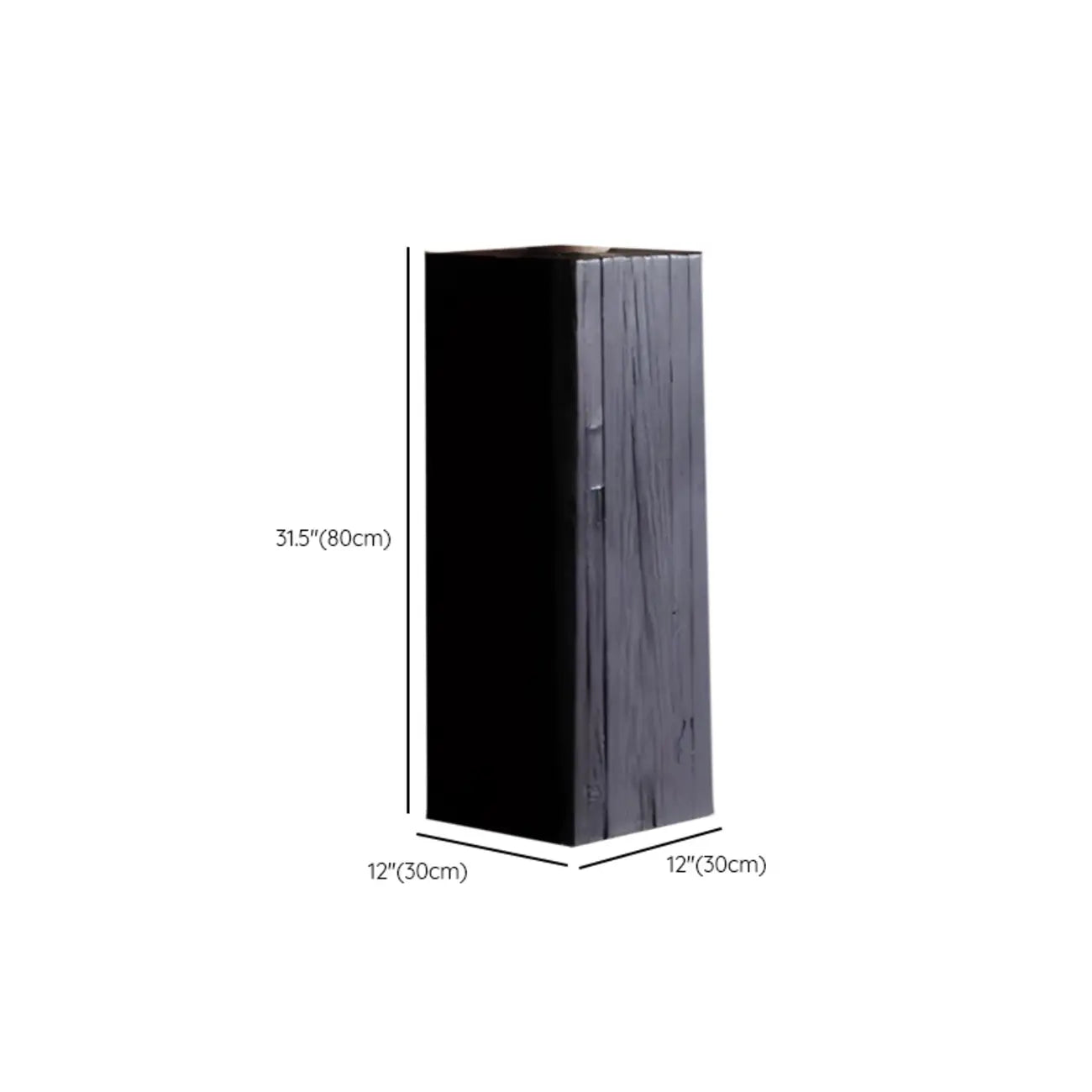Modern Black Pine Wooden Square Stump End Table