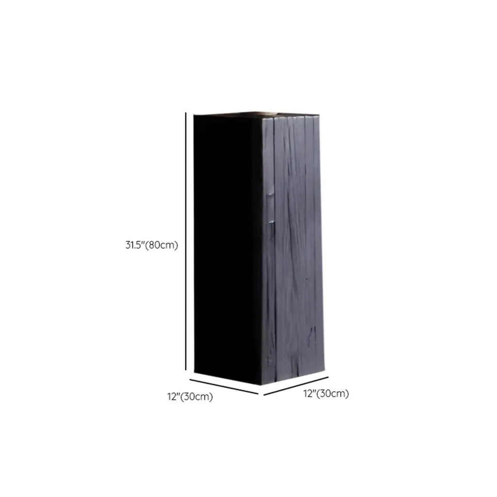 Modern Black Pine Wooden Square Stump End Table