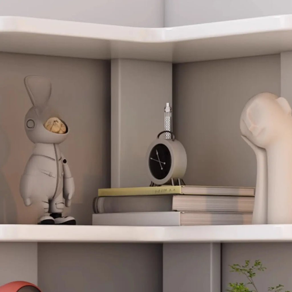 L-Shaped 6-Tier Wood Corner Display Bookcase