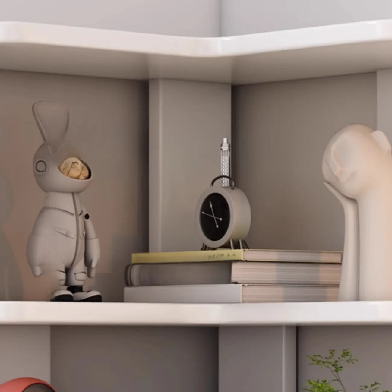 L-Shaped 6-Tier Wood Corner Display Bookcase