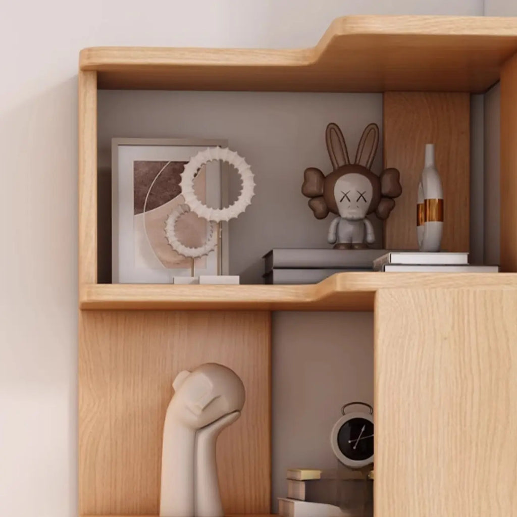 L-Shaped 6-Tier Wood Corner Display Bookcase