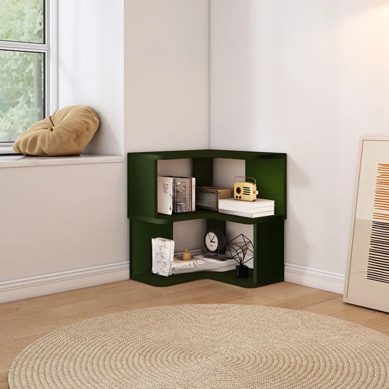 L-Shaped 6-Tier Wood Corner Display Bookcase