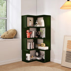 L-Shaped 6-Tier Wood Corner Display Bookcase