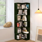 L-Shaped 6-Tier Wood Corner Display Bookcase