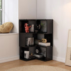 L-Shaped 6-Tier Wood Corner Display Bookcase