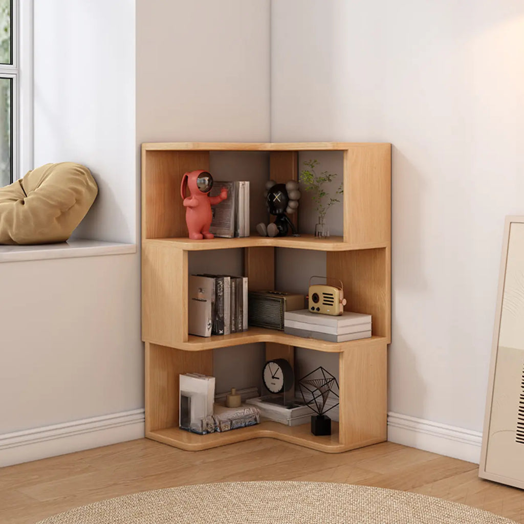 L-Shaped 6-Tier Wood Corner Display Bookcase