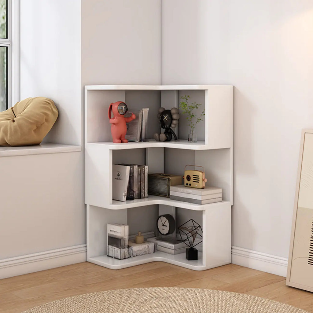 L-Shaped 6-Tier Wood Corner Display Bookcase