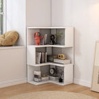 L-Shaped 6-Tier Wood Corner Display Bookcase