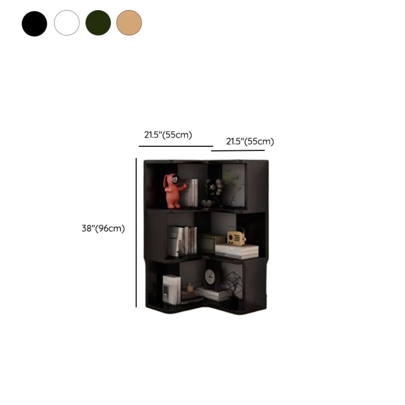 L-Shaped 6-Tier Wood Corner Display Bookcase