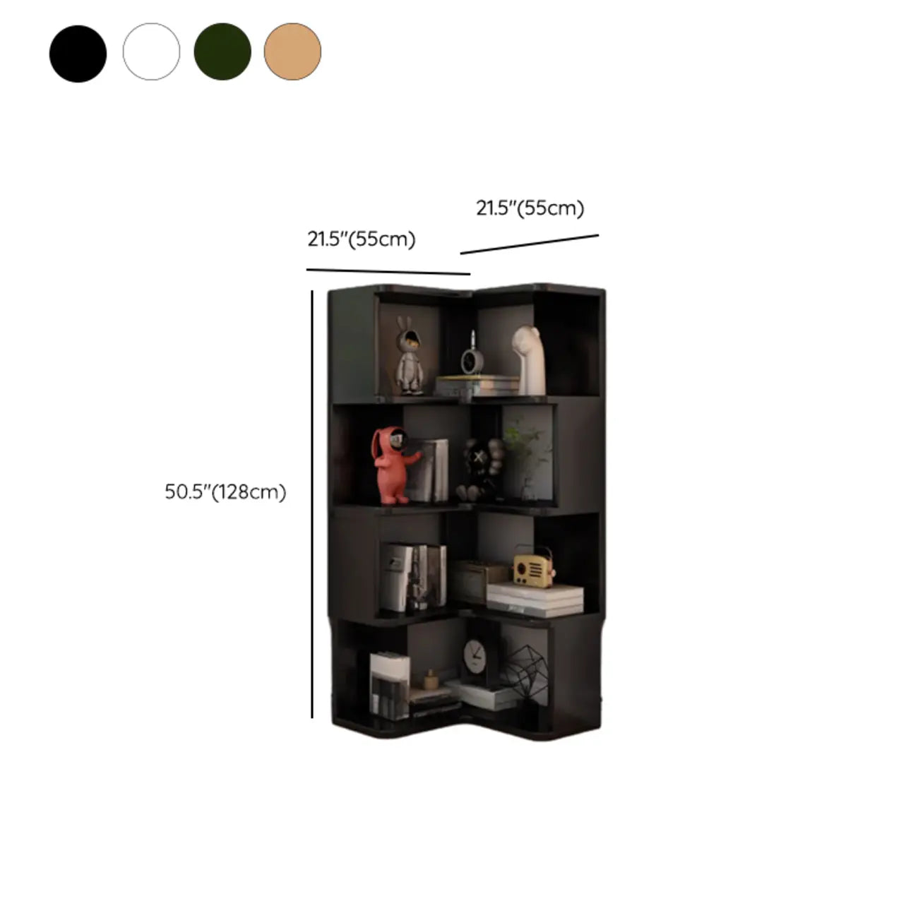 L-Shaped 6-Tier Wood Corner Display Bookcase