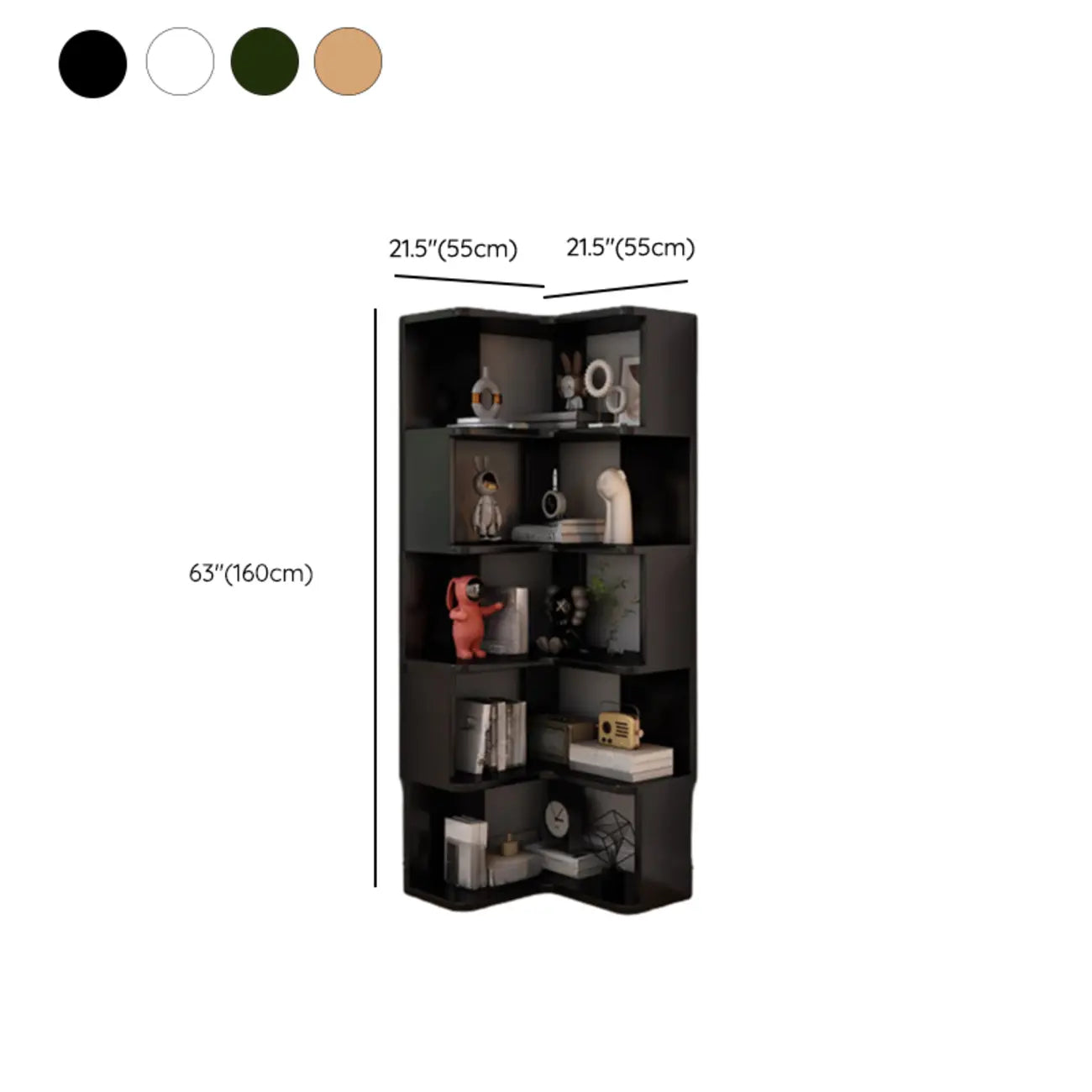 L-Shaped 6-Tier Wood Corner Display Bookcase