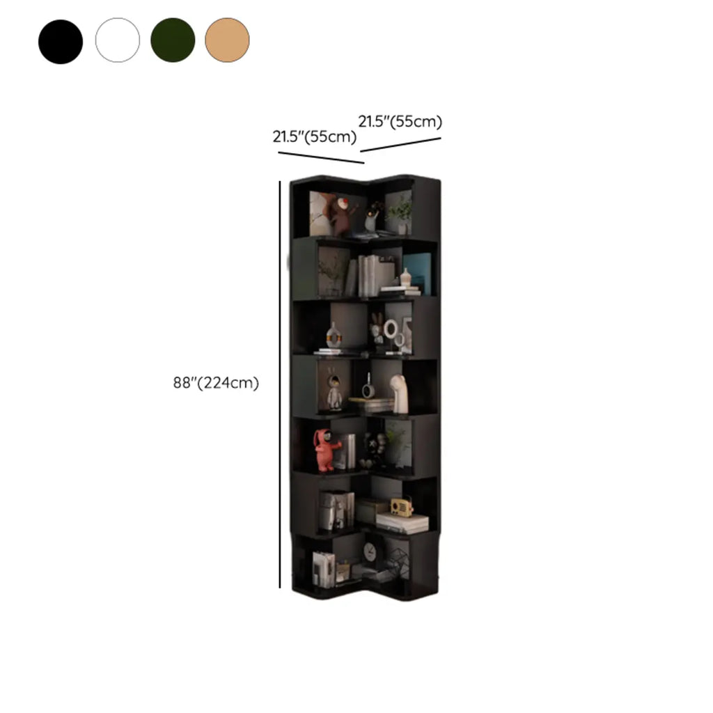 L-Shaped 6-Tier Wood Corner Display Bookcase