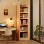 Rectangular Classic Nut-Brown Premium Wood 7-Shelf Bookcase