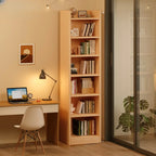 Rectangular Classic Nut-Brown Premium Wood 7-Shelf Bookcase