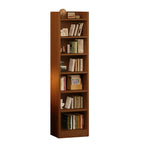 Rectangular Classic Nut-Brown Premium Wood 7-Shelf Bookcase