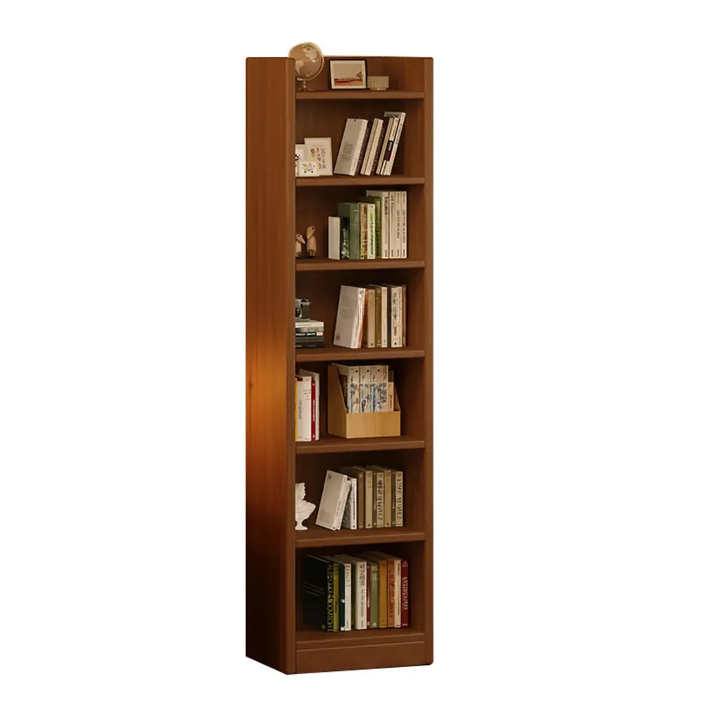 Rectangular Classic Nut-Brown Premium Wood 7-Shelf Bookcase