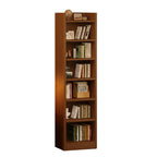 Rectangular Classic Nut-Brown Premium Wood 7-Shelf Bookcase