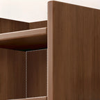 Rectangular Classic Nut-Brown Premium Wood 7-Shelf Bookcase