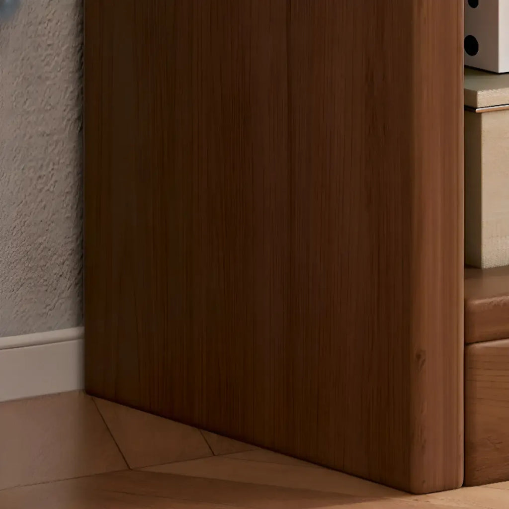 Rectangular Classic Nut-Brown Premium Wood 7-Shelf Bookcase