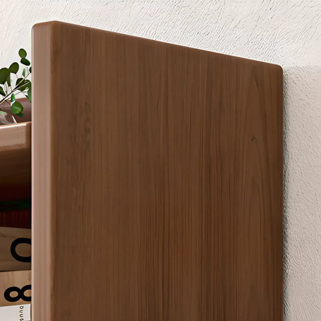 Rectangular Classic Nut-Brown Premium Wood 7-Shelf Bookcase