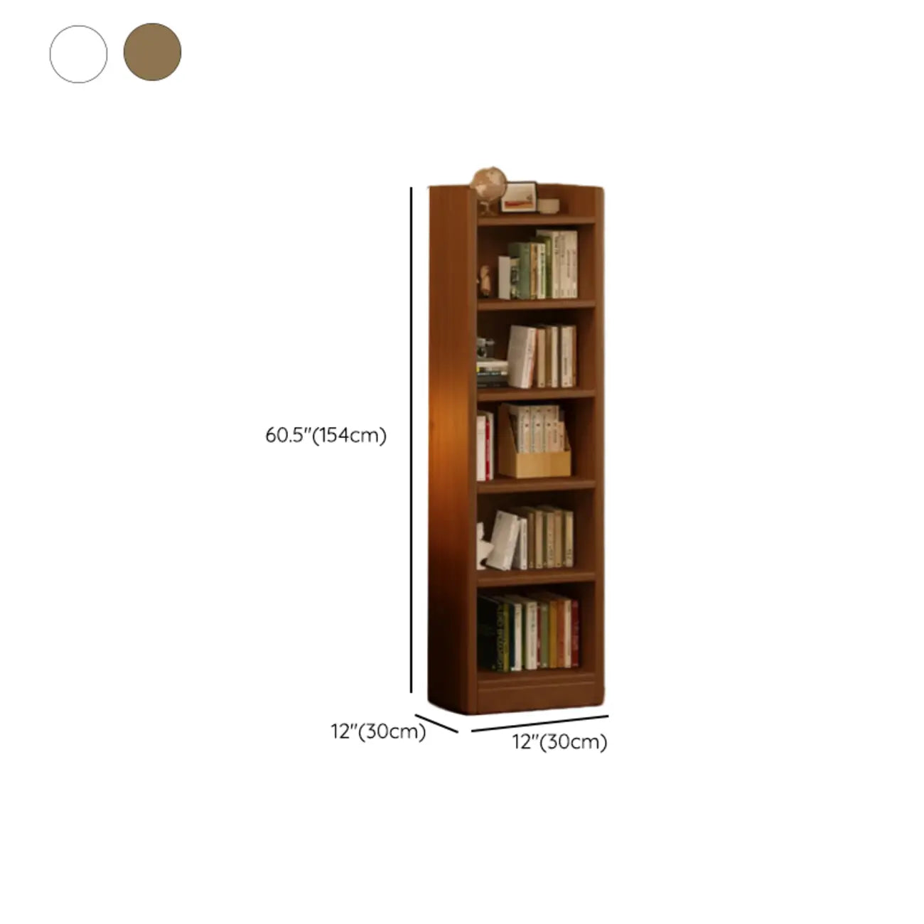 Rectangular Classic Nut-Brown Premium Wood 7-Shelf Bookcase