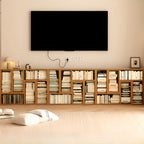 Rectangle Wooden Open Back Geometric Bookcase