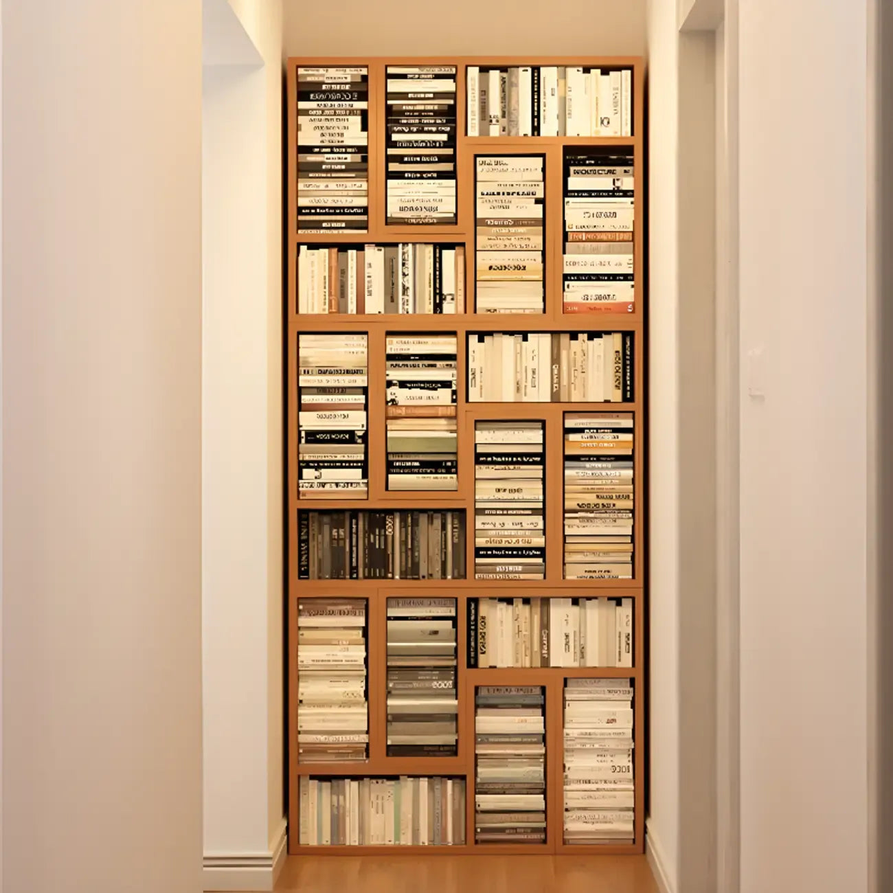 Rectangle Wooden Open Back Geometric Bookcase