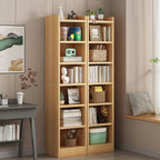 Scandinavian Oak Rectangle 5-Shelf Wood Bookcase
