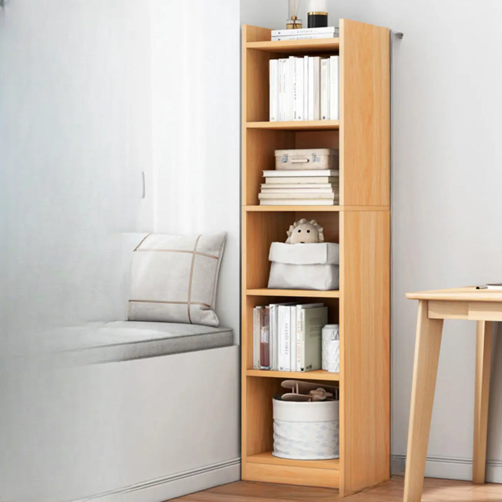 Scandinavian Oak Rectangle 5-Shelf Wood Bookcase