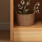 Scandinavian Oak Rectangle 5-Shelf Wood Bookcase