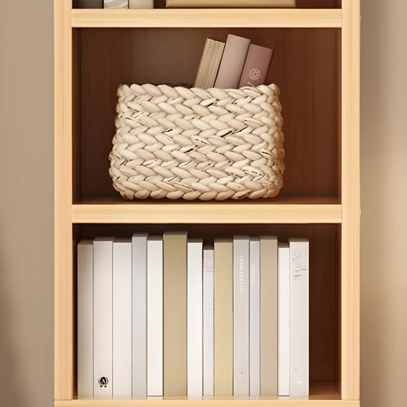 Scandinavian Oak Rectangle 5-Shelf Wood Bookcase