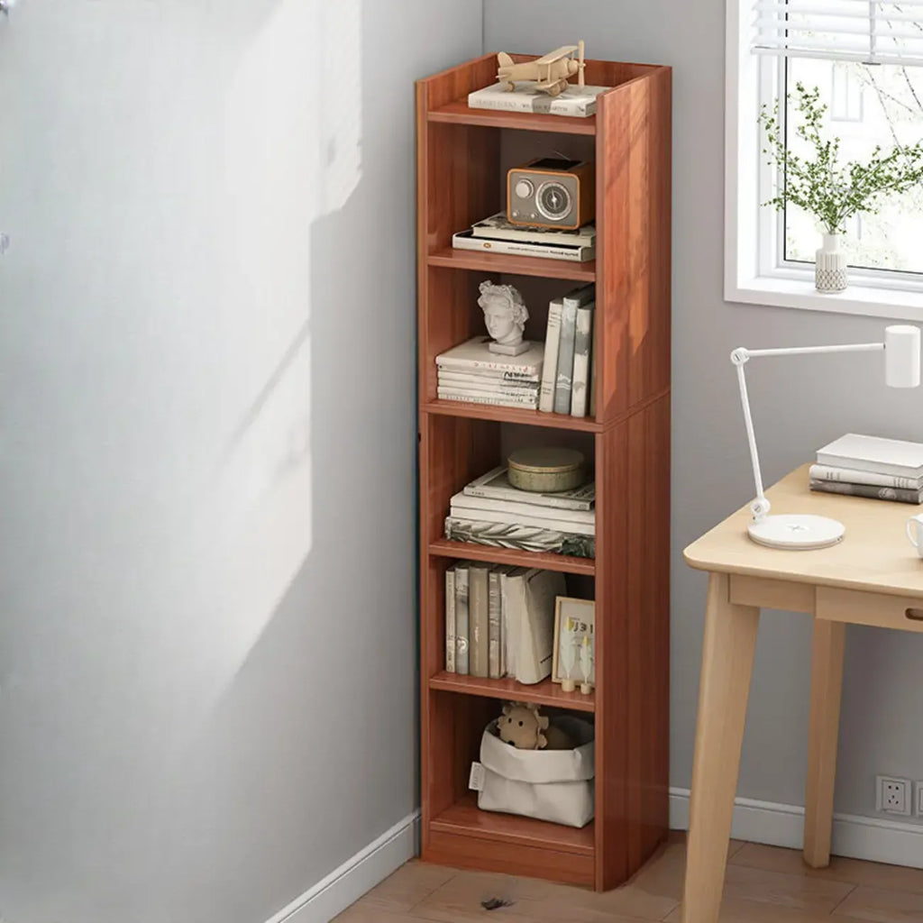 Scandinavian Oak Rectangle 5-Shelf Wood Bookcase